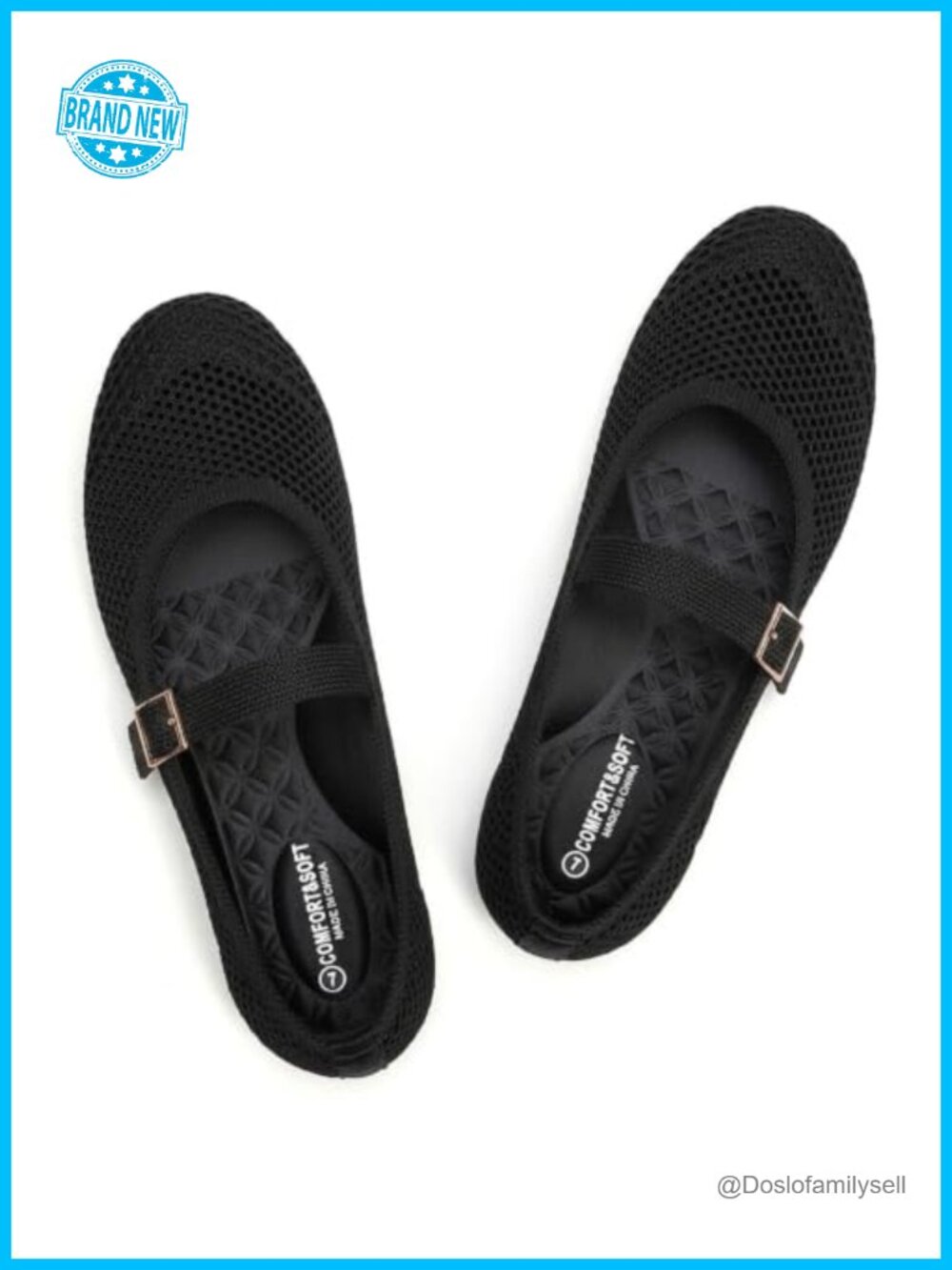 Women's Mary Jane Flats Knitted Fabric Round Toe Slip On Washable Comfortable